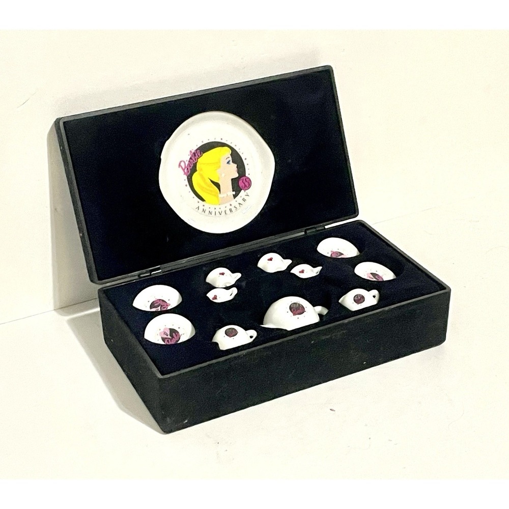 VINTAGE Barbie Miniature Nostalgic China Tea Set 35th Anniversary Teapot Dishes - Picture 2 of 6